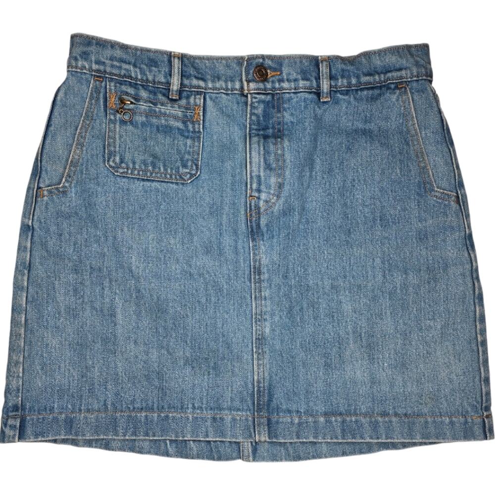 Levi's Orange Tab Denim Mini Skirt‎ Zippered Pockets Medium Wash Size 29